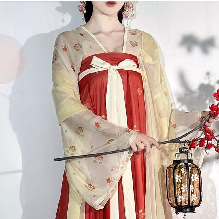 Ripristina lo stile cinese della dinastia Tang, abito da donna Hanfu, gonna lunga fino al seno