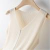 Ice Silk Suspender Tank Top Women's Bottom Coat Summer Short Loose Sleeveless White V-neck Knitted Casual Top