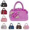 Leaf Hanfu Rose Flower Handbag Satin Silk Bubble Zipper Flower Tote Bag Cosmetic Makeup Bag Mommy Bag Ethnic Style Wrist Bag