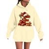 Women's Casual Comfortable Long-Sleeved Christmas Letter-Printed Warm Hooded Crew-Neck Sweatshirt