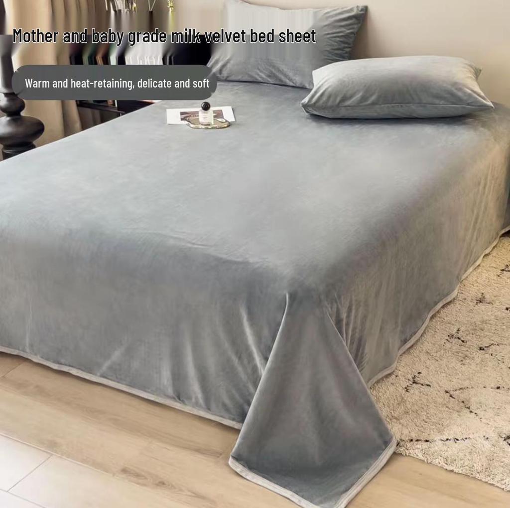 Milchsamt Winterfleece Bettwäscheset: Einzelstudentenwohnheim Dreiteilige Dicke Plüsch Rutschfeste Korallen-Decke