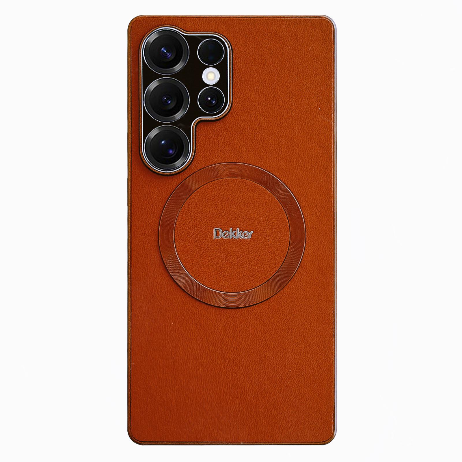 

DEKKER Чохол для Samsung Galaxy S25 Ultra Сумісний з MagSafe PU+TPU Задня кришка телефону Orange