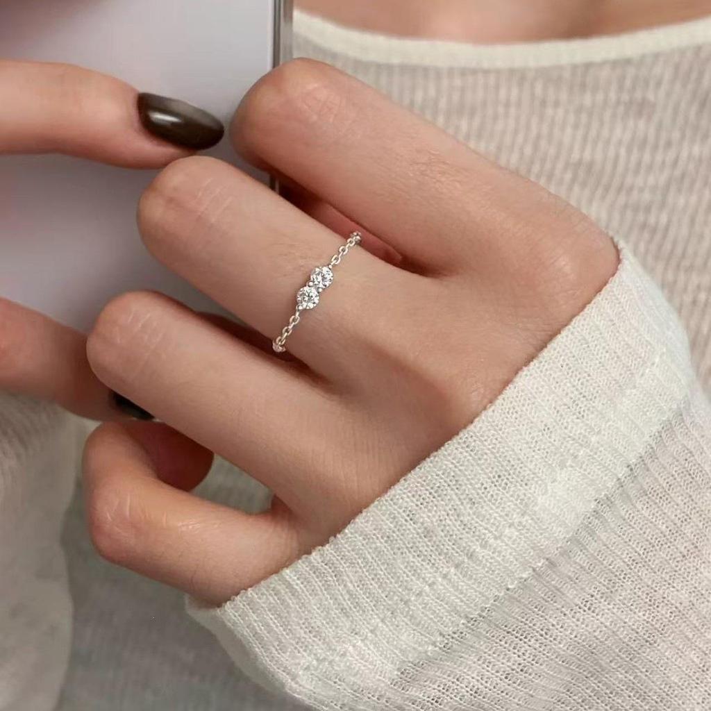 925 Sterling Silver Zircon High-End Women's Tail & Index Finger Ring