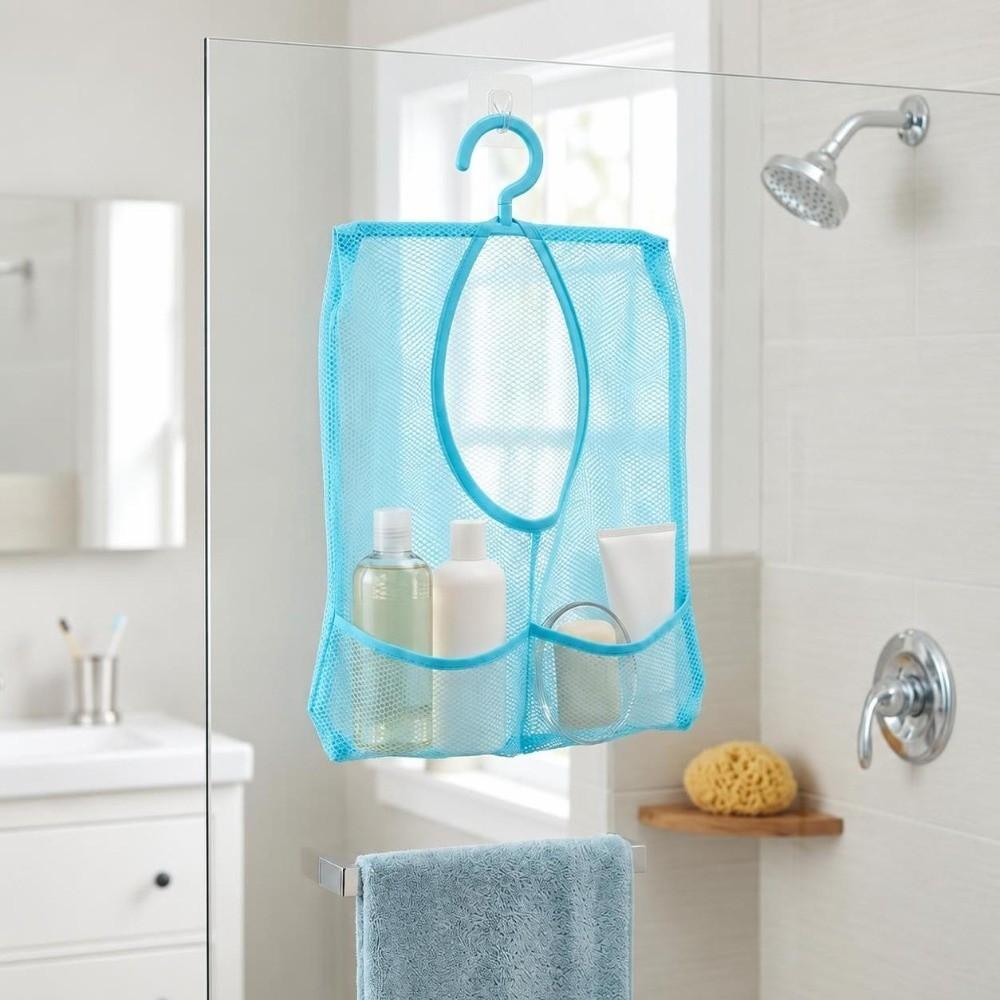 Mesh Fabric Hanging Storage Bag Blue Hanging Mesh Net Bag Storage Hanging Net Kitchen Organization
