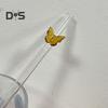 Glass Reusable Straw Colorful Butterfly Design Glass Straw Heat-Resistant Transparent Borosilicate Straws