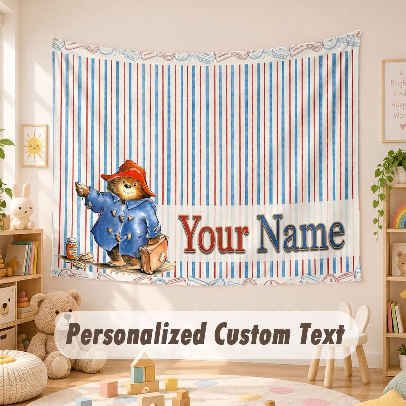 Custom Name Text Tapestry,Paddington Boho Wall Hanging, Decorative Backdrop Tapestry For Room