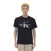 Calvin Klein Overlapping Letter Print Casual Crew Neck Short Sleeve T-Shirt Men Tops Black 40DC813-002