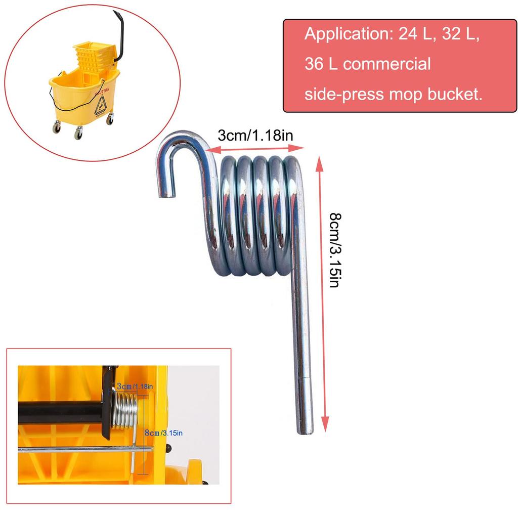 Replace the Hydraulic Spring for Commercial Mop Buckets; Torsion Springs Are Used for Wheeled Assemblies—silver 2PCS