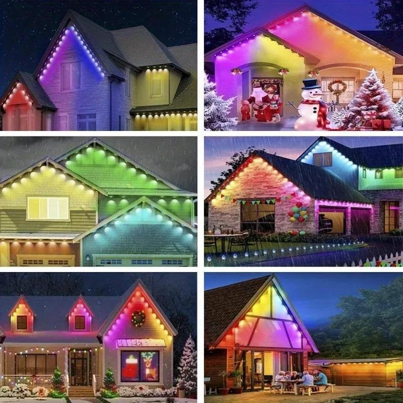 RGB Eaves Lights 90M Permanent Outdoor LED Light String Strip APP Smart DlY Auto Scene Lighting Effects Christmas Holidays Decor