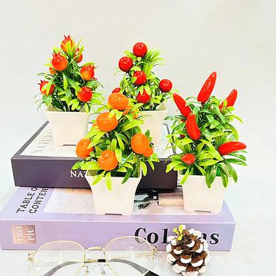 Artificial Potted Plants Artificial Flower Bonsai Artificial Fruit Ornaments 9 Small Fruits Open Pot Small Bonsai