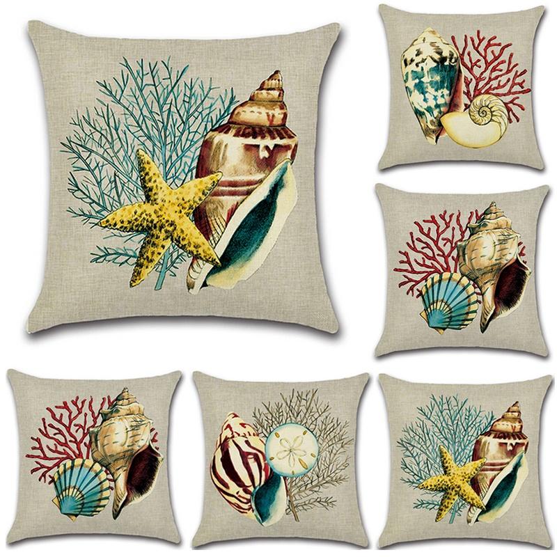 Dekorasjon Midje Kast Conch Bomull Lin Putetrekk Pute