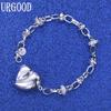 925 Sterling Silver Heart Pendant Bracelet Fashion Wedding Jewelry