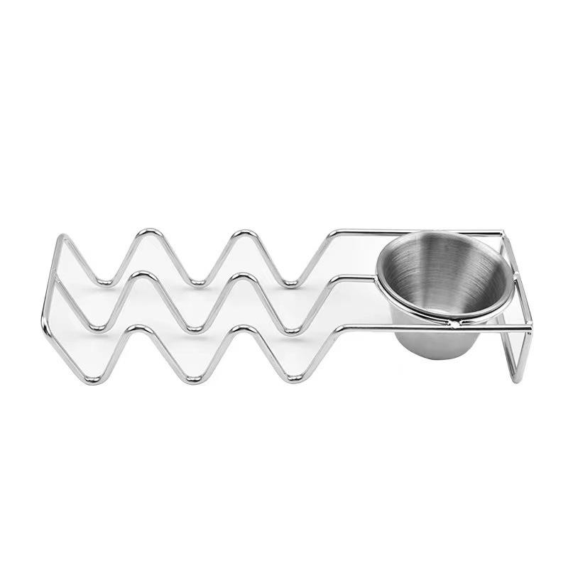 304 Stainless Steel Taco and Tortilla Holder with Sauce Cup