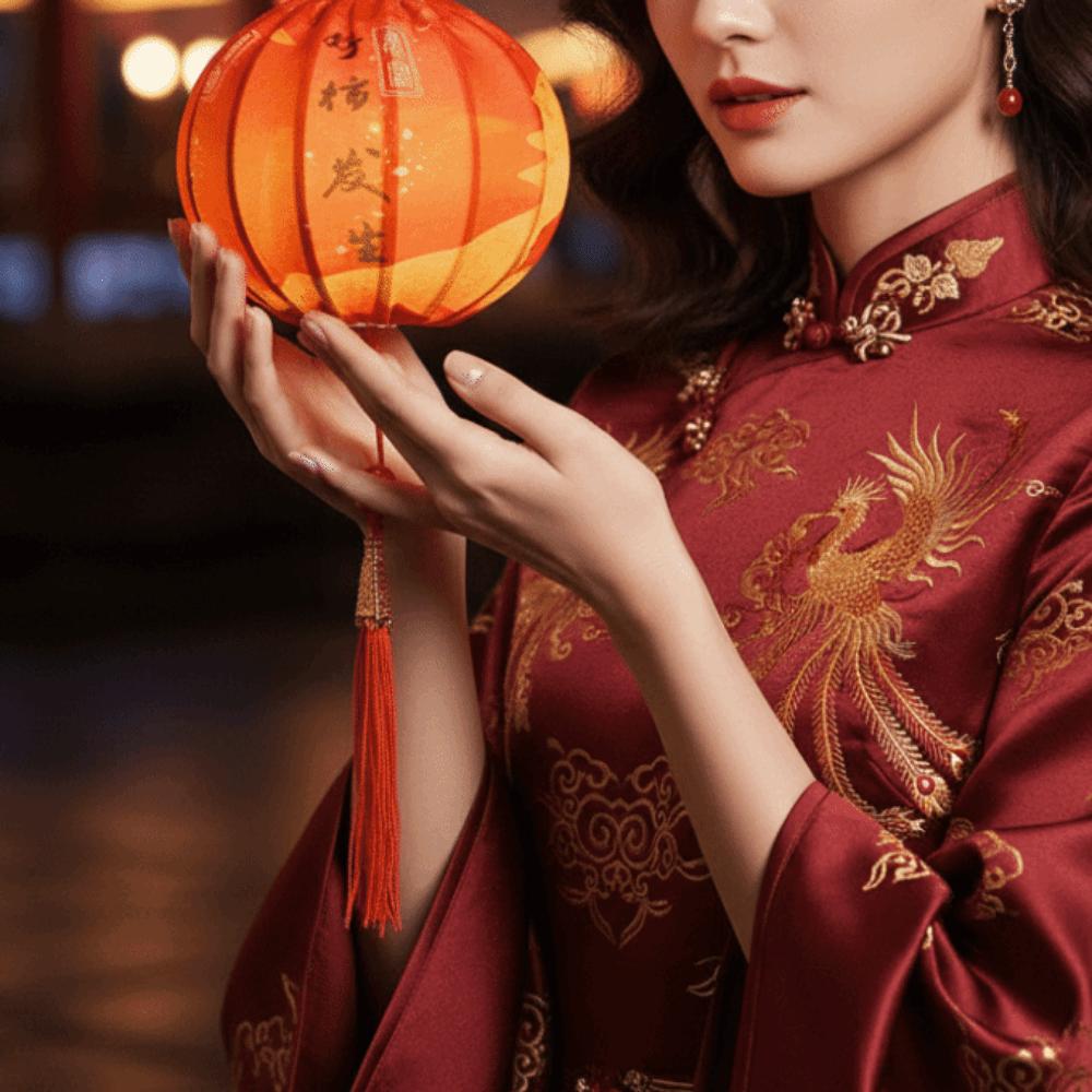 Handmade Lantern DIY Kit Glowing Cloth Mid Autumn Lantern Cell Battery Operated Orange Persimmon Flower Lantern Cultural Gift