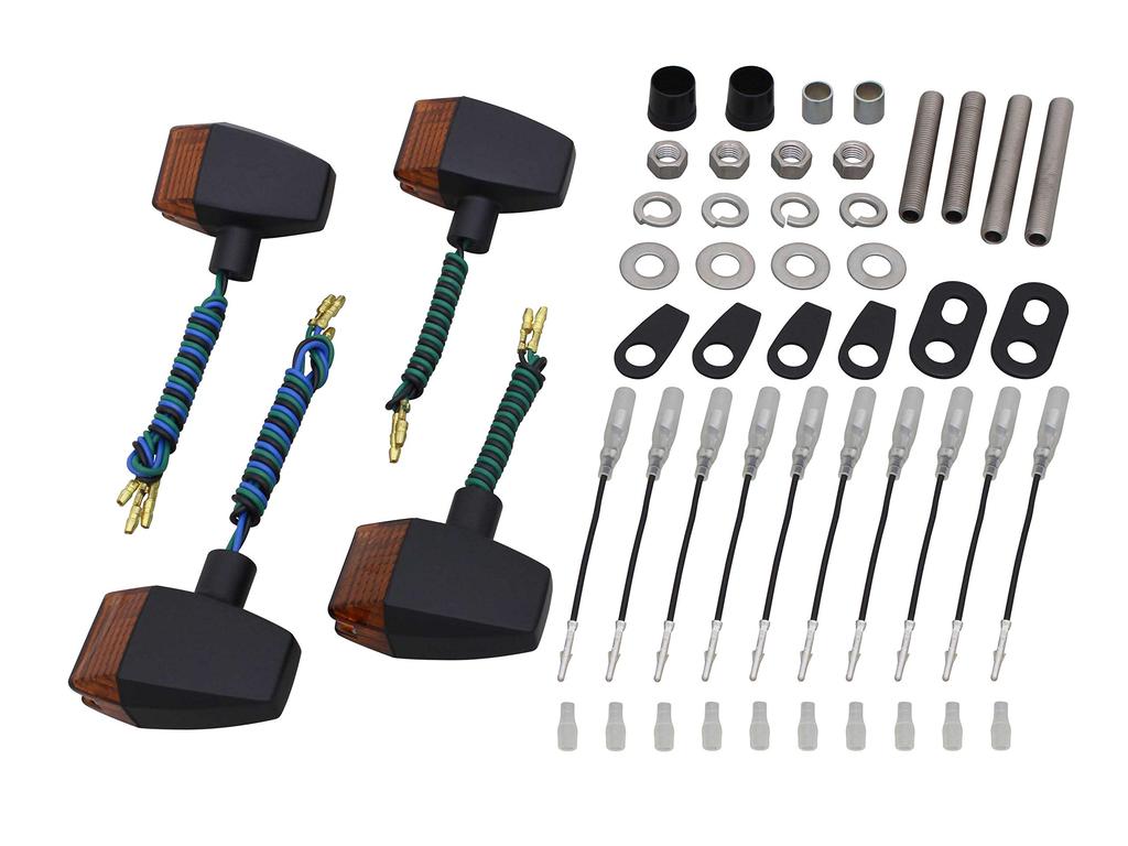 POSH FAITH Motorcycle Turn Classic Slim Sharp Set with Double Black for GPZ900R Signals, & Type, Model-Specific Bulbs, Body/Orange Lens, 038446-56,