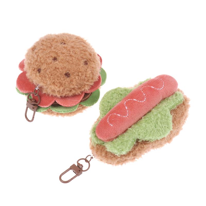 Kawaii Simulation Food Plush Keychain Creative Sandwich Hamburger Cake Keyring Bag Pendant Key Accessories Couple Gifts