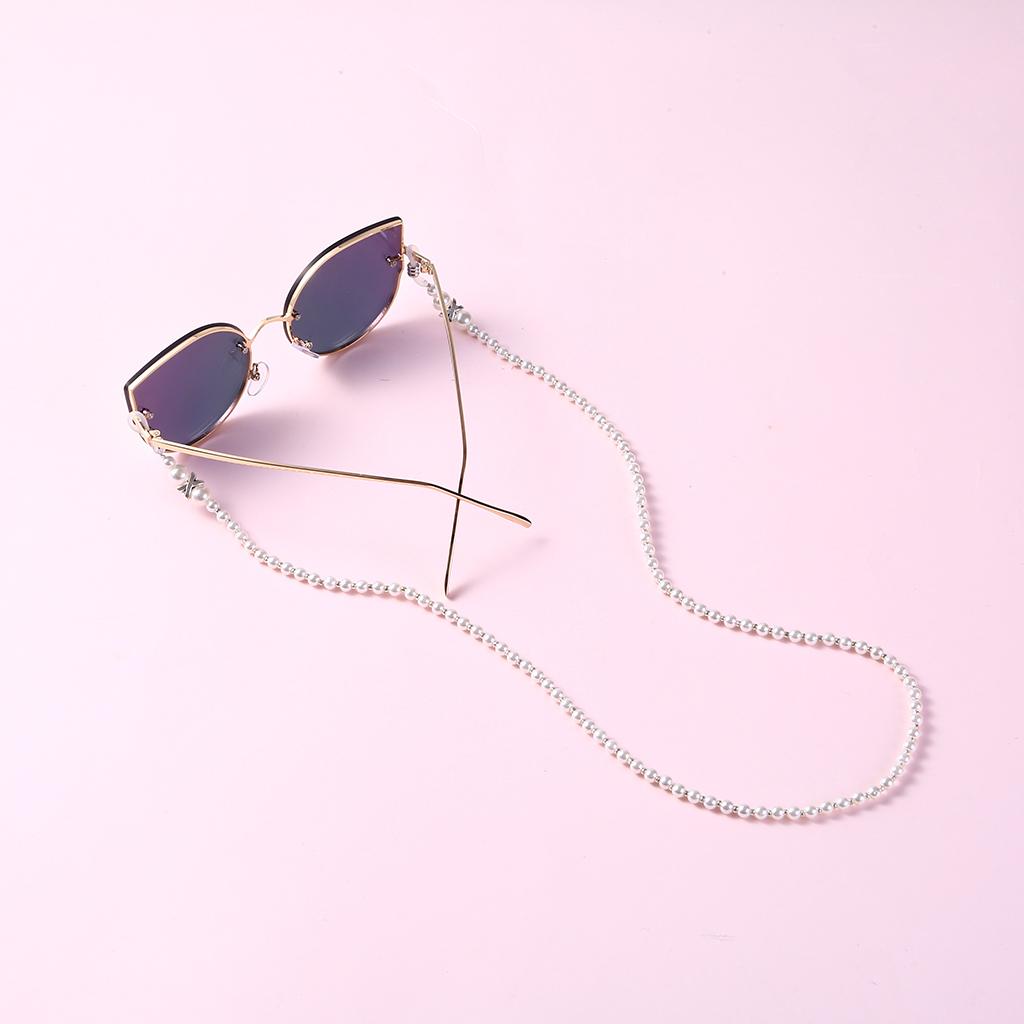 Fashion Nonslip White Pearl Beads Alloy Eyeglass Chain for Glasses Accessories