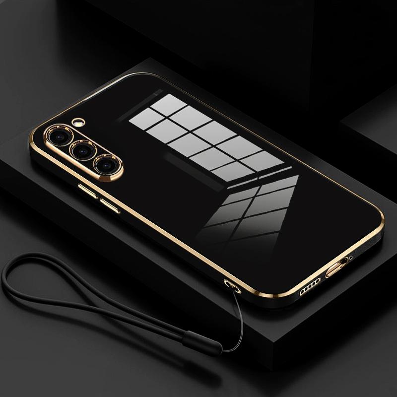 

For Samsung Galaxy S 23 22 21 24 Plating Lanyard Silicone Case S23 S20 S21 S24 Fe S22 Plus Ultra Back Cover S23fe S23plus S22