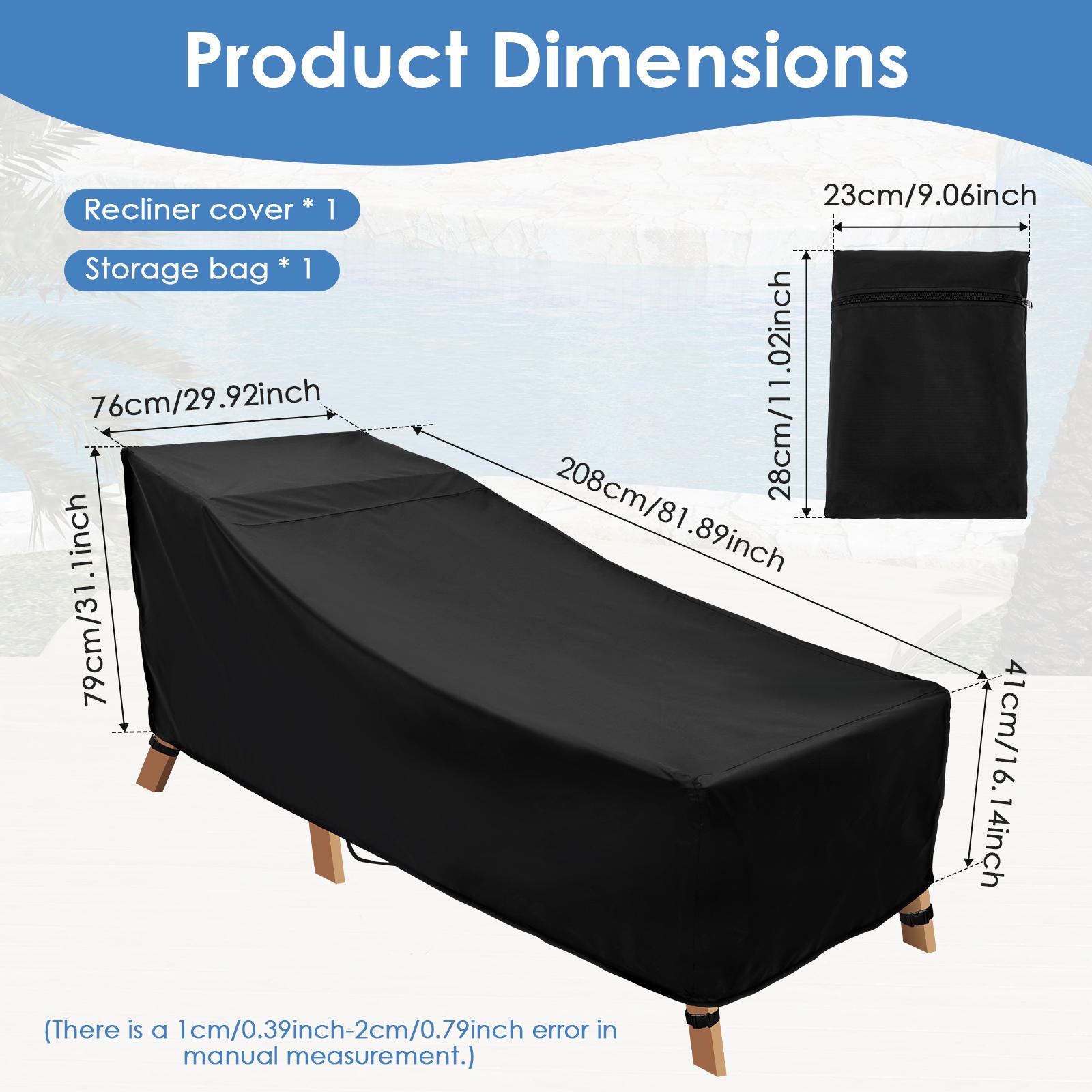 

Чехол для шезлонга для патио из ткани Оксфорд, водонепроницаемый чехол для шезлонга с сумкой для хранения, универсальный пылезащитный чехол для уличной мебели