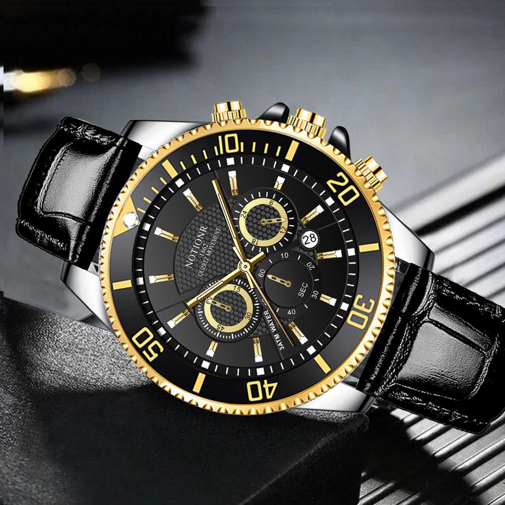 Fashion Business Men's Watch Large Dial Watch Sport Men's Watch Casual Watch Calendar Watch Leather strap