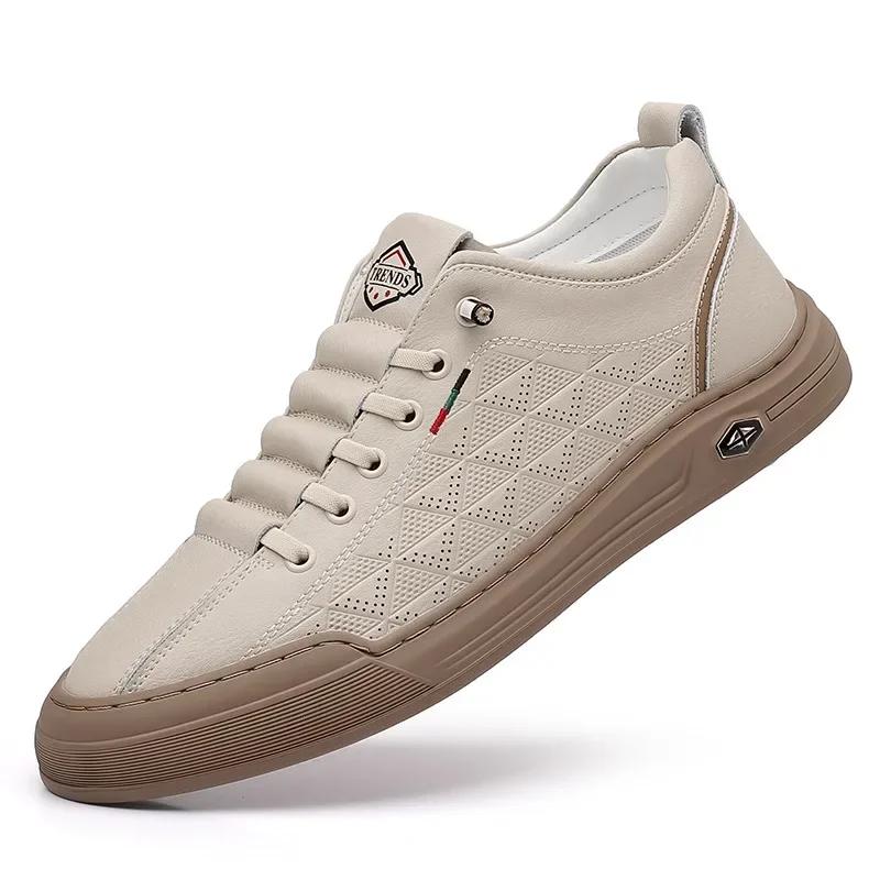 

Spring Men Shoes Genuine Leather Casual Shoes Street Cool Print Flat Skate Shoes Fashion Slip-on Loafers 38 хаки