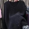 2026 Autumn Fine Glitter V-Neck Sequined Knitwear Sweater - Stylish Lazy Black Edition for Women