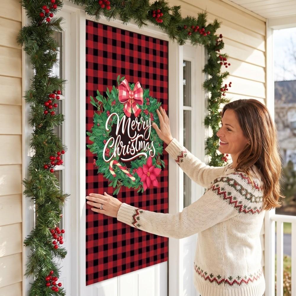 Santa Claus Christmas Door Cover Background New Year Decoration Indoor and Outdoor