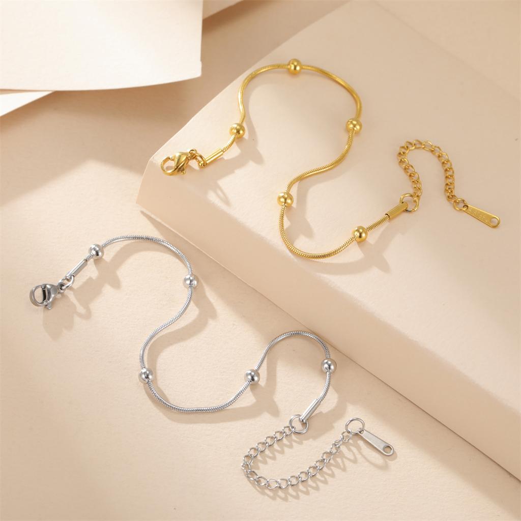 Stainless Steel Beads Chain Bracelets for Women Fashion Basic Bracelets Light Luxury Jewelry Accessories Gift Wholesale