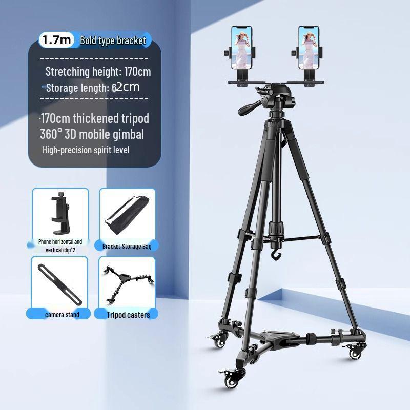Professional Mobile Phone & DSLR Tripod with Pulley and Universal Ball Head for Live Streaming