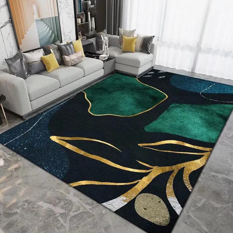 Nordic Style Black Gold Luxurycarpets for Living Room Non-slip Bedroom Decoration Home Large Area Rugs Cloakroom Floor Foot Mats