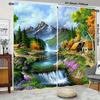 Contemporary Art Landscape Printed Curtains, Pole Bag Bedroom and Living Room, Home Decoration, Room Decoration