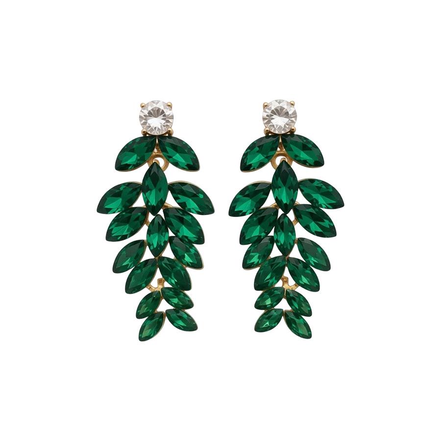 Silver Needle Rhinestone Leaf Tassel Stud Earrings: Retro, Exquisite, and Fashionable Accessories for Women