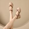 New Leather Sandals Women's Korean Version One-word Sandals with Bag Head Children's Inner Height Increase Retro Casual Single Shoes Women