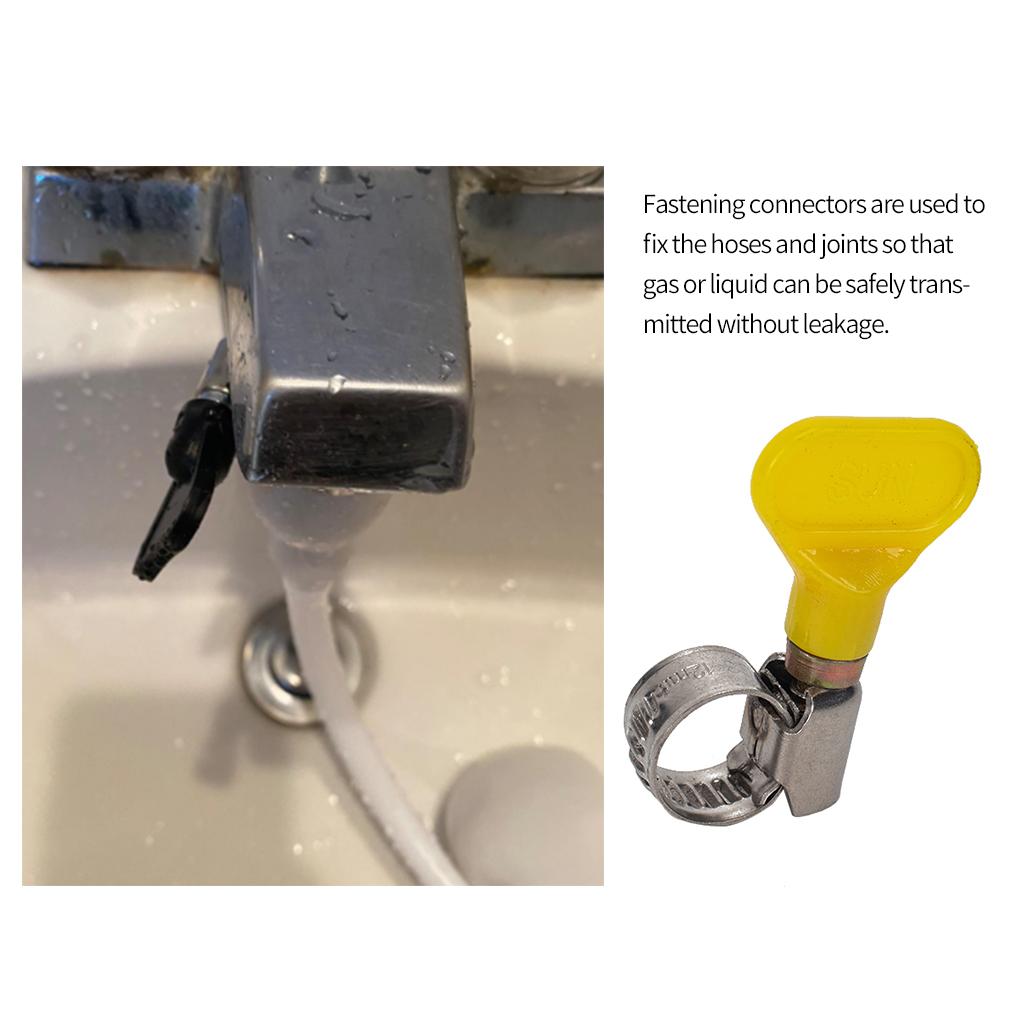 20pcs Clamp Key Type Hose Clamp Garden Fuel Line Adjustable Stainless Butterfly Hose Clam