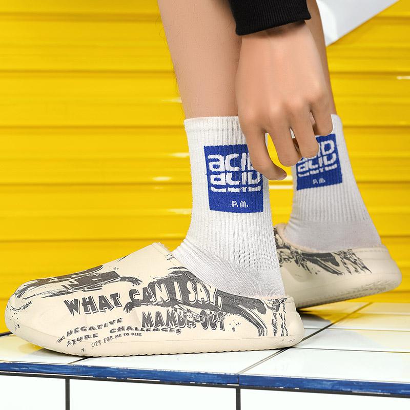 Pantoufles d'hiver en coton légères et chaudes pour couple, chaussures décontractées en coton pour la maison, grande taille