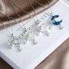 Stainless Steel Chain Sweet Shiny Zircon Butterfly Resin Moon Pendant Necklace for Women Lady Fashion Jewelry Accessories Gifts