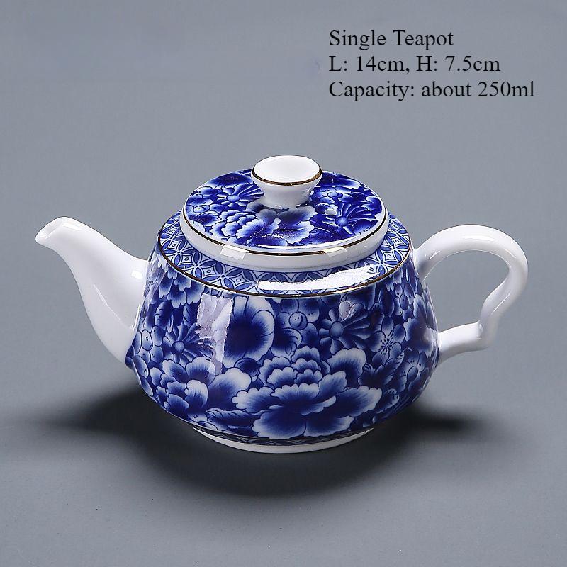 Chinese Kung Fu Tea Set, Blue and White Porcelain Teaware, Ceramic Teapot, Teacups and Filter Set, Household Tea Drinkware