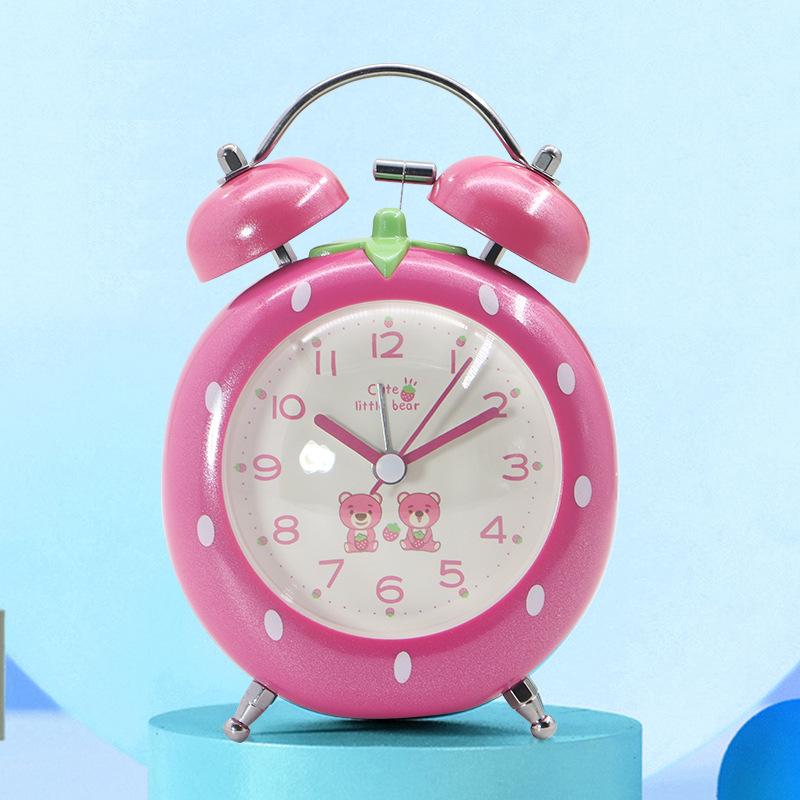 Strawberry Small Alarm Clock for Children and Girls' Bedrooms Dedicated To Students with Cartoon Self-discipline Cute Princess Bedside