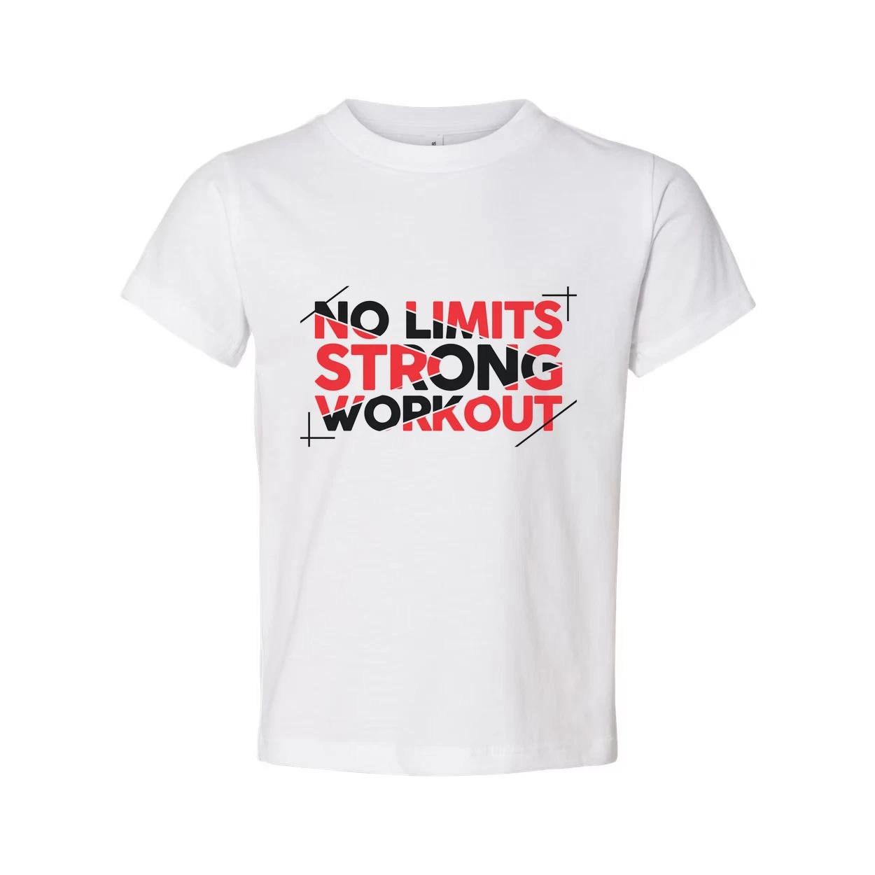 

No Limits Strong Workout Graphic Unisex T Shirt White Short Sleeve Cotton Tee Fo 3XL