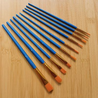 Set di 10 pennelli da pittura Pennello in nylon Manico corto Pennello per olio acrilico Penna per acquerello Alta qualità Forniture artistiche professionali