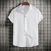 Summer 2026 Men's Loose Solid Color Short-Sleeved Button-Down Casual Shirt