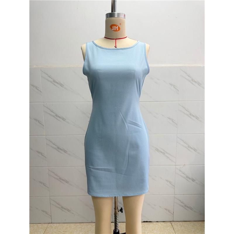 Women Square Neck Sleeveless Mini Dress Backless Bow Tie Design Slim Fit A Line Short Dress Elegant Party Club Bodycon Dress