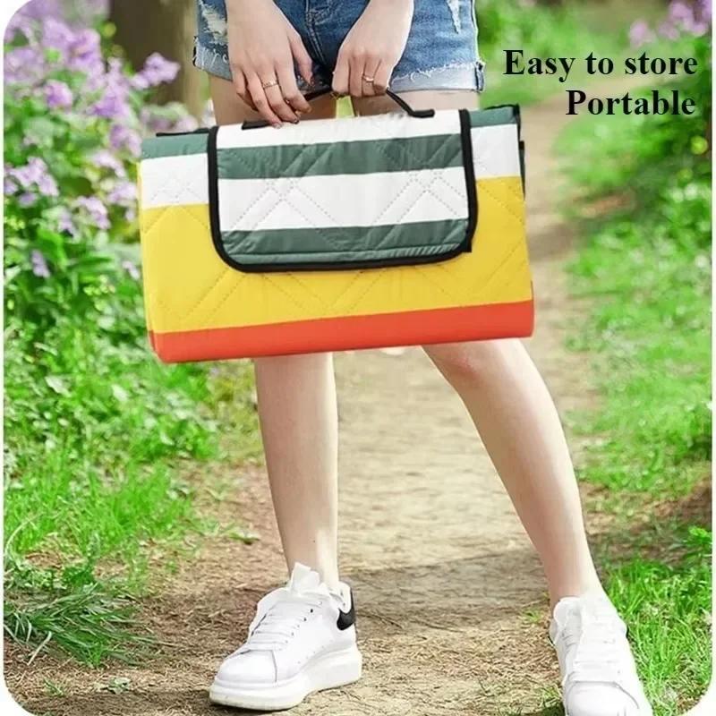Portable Waterproof Picnic Mat Thickened Foldable Camping Ground Sheet for Outdoor Family Beach Hiking Easy Clean Oxford Fabric