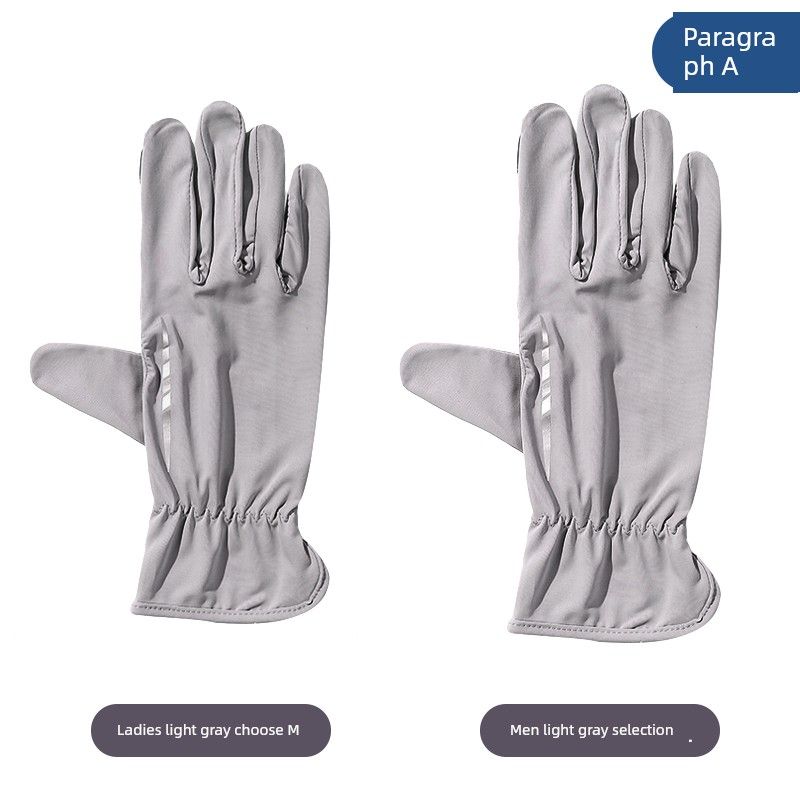 

New Arrival Summer Ice Silk Sun Protection Gloves Thin Men s and Women s UV Protection Ultra-Thin Breathable Non Slip Driving and Biking Touch Screen Section A light gray M