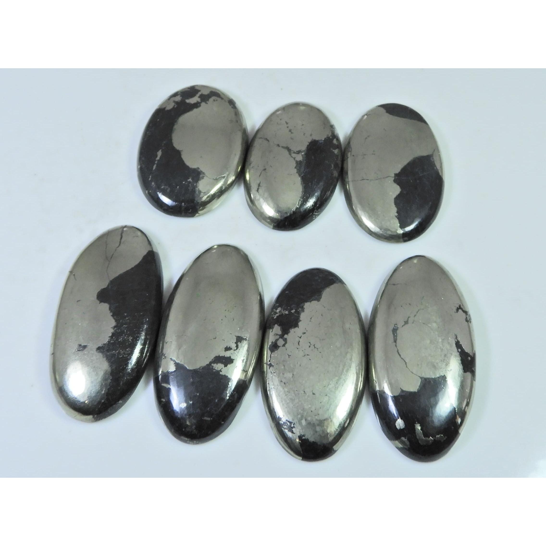 460Cts. Natural Apache Gold Pyrite Oval Cabochon Loose Gemstone 07 Pcs Lot C-1280
