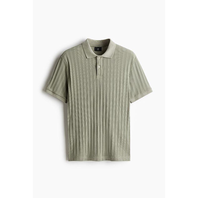 

Мужская футболка-поло HM Лето 2025 Новая футболка с воротником-поло Текстура Деловые Топы с коротким рукавом 1276602