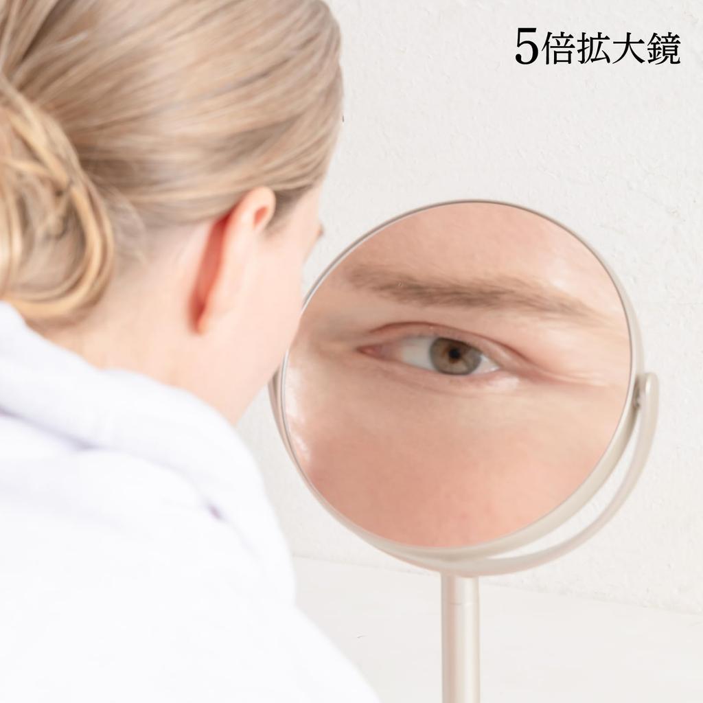 HORIUCHI MIRROR Double-Sided Standing Mirror with 5x Magnification for Detailed Viewing, Makeup Mirror, Tabletop Mirror, Birthday, Mother's Day Gift