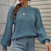IHUASU Autumn and Winter Patchwork O-Neck Knit Women's Long Sleeve Pleated Loose Sweater