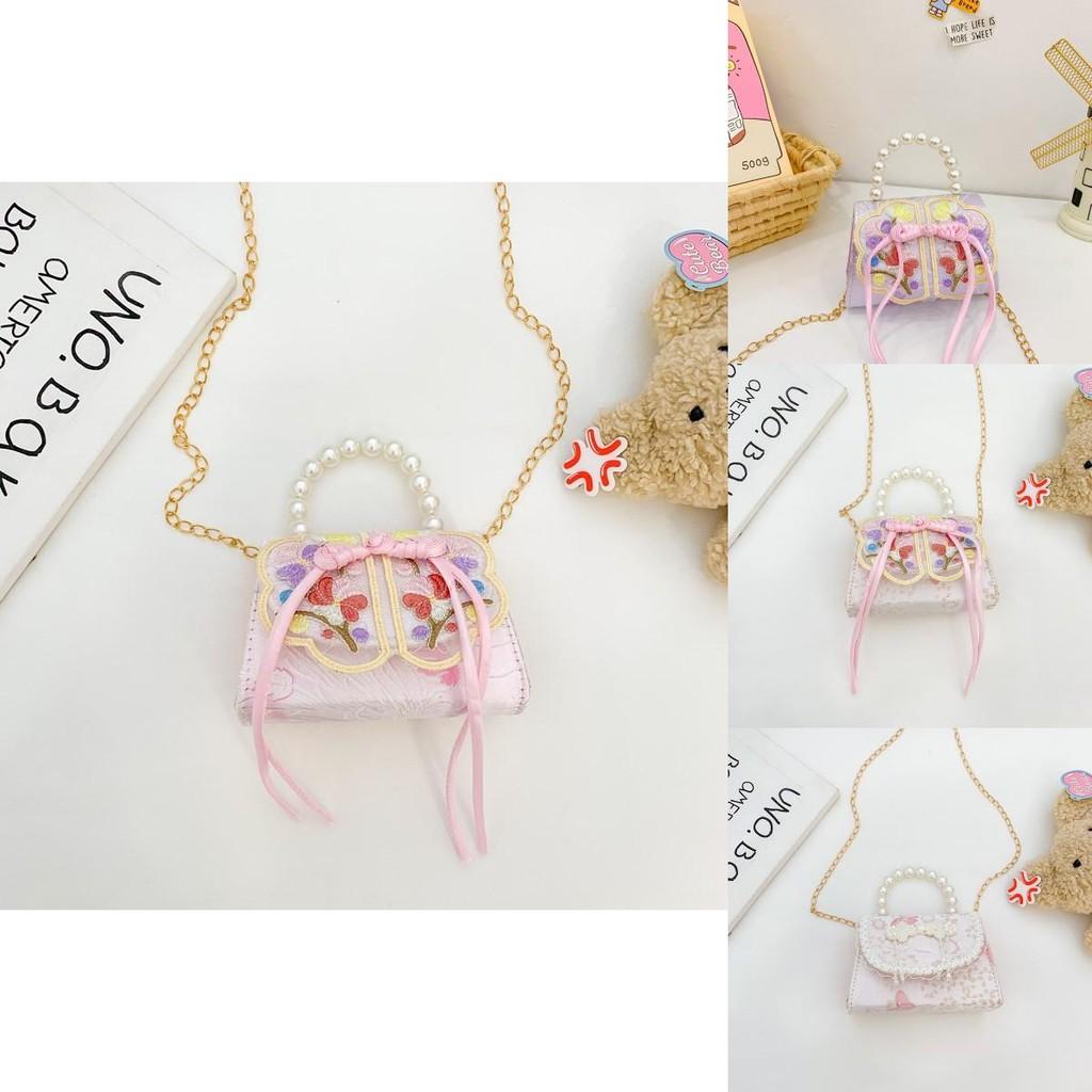 Trendy Kids Chain Shoulder Bag With Charming Bow And Breathable Pu Material