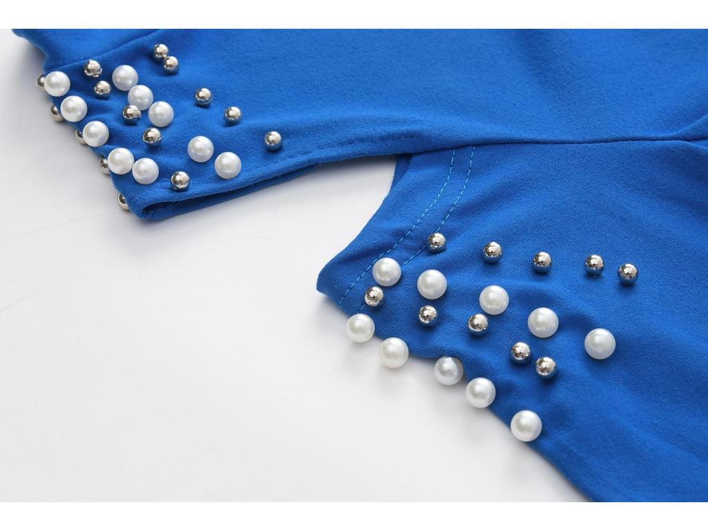 Autumn Women's Off-Shoulder Beaded Sportswear Two-Piece Set